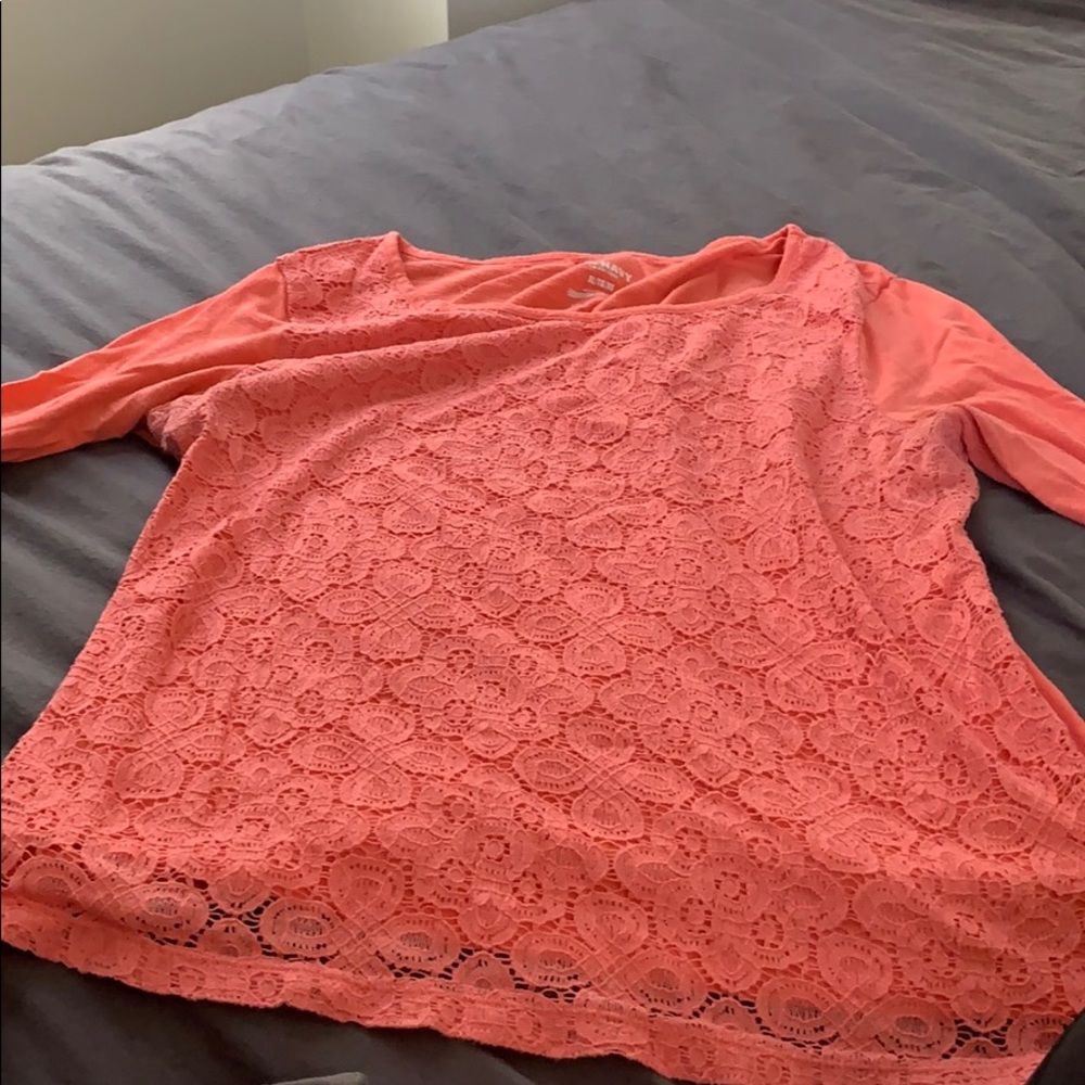 Coral XL 3/4 sleeve lace top. Old navy.